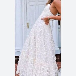 Ivory 3D Butterfly Maxi Dress